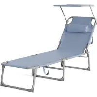 Markenlos Sdraio pieghevole Rootz - Sdraio blu - Struttura in acciaio - Tessuto in fibra sintetica - Sdraio da spiaggia portatile - Leggera - Pieghevole e compatta - 71 cm x 200 cm x 38 cm