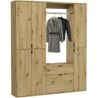 Meublorama Armadio con 6 porte e specchi, guardaroba e 4 cassetti – Rovere chiaro – BODITE