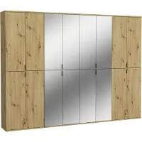 Meublorama Armadio BODITE – 16 porte con specchi – Rovere chiaro