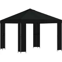 vidaXL Gazebo 3 x 3 m Nero in poliestere e acciaio 190 g/m²