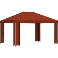 vidaXL Gazebo 4 x 3 m in poliestere color terracotta e acciaio, 190 g/m²