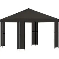 vidaXL Gazebo 3 x 3 m, antracite, poliestere e acciaio, 190 g/m²
