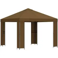 vidaXL Gazebo 3 x 3 m color tortora in poliestere e acciaio, 190 g/m²