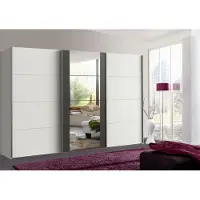 Wimex Armadio ad ante scorrevoli Berna Armadio 360cm bianco acciaio grezzo
