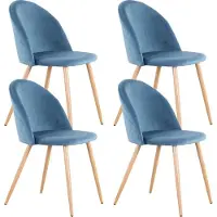 StarTech.com Sedia da pranzo - Sedia moderna per la cucina, senza braccioli - Tessuto velluto, seduta imbottita - Gambe in metallo, struttura in legno - Richiede montaggio - Blu