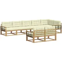 vidaXL Set da salotto da esterno , 6 pezzi, bianco e crema, in poliestere