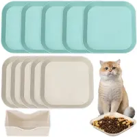 Unyqoos Set di ciotole colorate per gatti , composto da 10 pezzi – ciotole piatte e rotonde realizzate in PP sicuro per alimenti, senza BPA, lavabili in lavastoviglie, ideali per gattini e gatti