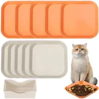 Unyqoos Set di 10 ciotole piatte colorate (in PP, senza BPA) – apertura ampia, impilabili, lavabili in lavastoviglie, adatte a gattini e gatti a zampe corte