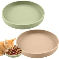 Unyqoos Set da 2 ciotole in silicone colorate – ciotole basse per gatti e piccoli animali domestici, delicate per i baffi, protettive per il pavimento, facili da pulire