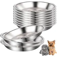 Unyqoos Set di 12 ciotole basse in acciaio inossidabile per gatti e piccoli cani, marca – design basso e largo, impilabili, adatte al lavaggio in lavastoviglie, con odore neutro