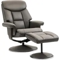HOMCOM Poltrona relax con poggiapiedi, poltrona TV con funzione reclinabile e oscillante, grigia