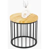 LAMO Manufaktur Tavolino da salotto rotondo in legno e metallo 40 x 37 cm - Tavolino da caffè, tavolo soggiorno, tavolinetto da salotto - Tavolo rotondo, design moderno - Colore: rustico, gambe: nero
