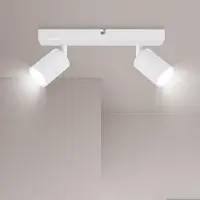Unyqoos Uniqoos Lampada da soffitto LED moderna, a 2 luci – faretti GU10 orientabili a 350°/90°, corpo in ferro inossidabile bianco opaco, 220–240V, ideale per cucina/camera da letto/soggiorno