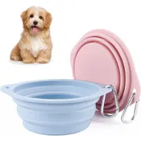 Unyqoos Set di 2 ciotole pieghevoli in silicone per cani – Ideali per viaggi e uso quotidiano, con profondità regolabile, adatte al contatto con alimenti e utilizzabili per acqua e cibo