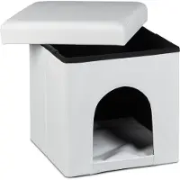 Relaxdays 10019046_49 Sitzhocker mit Hundebox weiß 38,0 x 38,0 x 38,0 cm