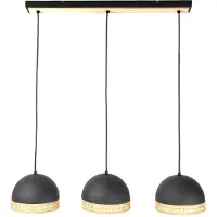 LINDBY Lonnaris sospensione, rattan, nero, 3 luci