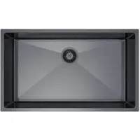 VBChome Lavello da cucina 74×44 cm in acciaio inossidabile color grafite senza sgocciolatoio, 1 vasca, lavello da incasso, profondità 21 cm, mobile sottolavello minimo 80 cm, lavello da incasso