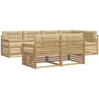 vidaXL Set da salotto da esterno , 7 pezzi, bianco e beige, in poliestere