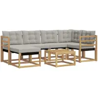 vidaXL Set da salotto da esterno, 7 pezzi, bianco e grigio chiaro