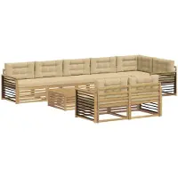 vidaXL Set da salotto da esterno , 9 pezzi, bianco e beige, in poliestere