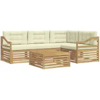 vidaXL Set da salotto da esterno , 5 pezzi, bianco e crema, in poliestere