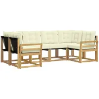 vidaXL Set di divani da esterno, 6 pezzi, bianco e crema