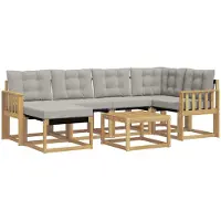 vidaXL Set da salotto da esterno, 7 pezzi, bianco e grigio chiaro
