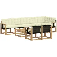 vidaXL Set da salotto da esterno , 9 pezzi, bianco e crema