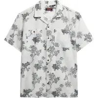 Superdry per uomo. M4010793A Camicia da spiaggia bianca a maniche corte (L), Bianco, Casual, Cotone, Manica corta