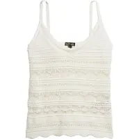 Superdry per donna. W6012031A Top bianco all'uncinetto (XXS), Casual, Cotone, Senza maniche / cinghie