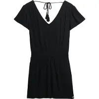 Superdry per donna. W8011880A Tuta nera stampata a maniche corte (S), Nero, Casual, Viscosa, Manica corta