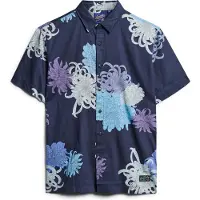 Superdry per uomo. M4010353A Camicia hawaiana blu scuro (S), Casual, Modal, Manica corta, Navy