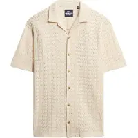 Superdry per uomo. M4011058A Camicia beige con trama a maglia (M), Casual, Cotone, Manica corta