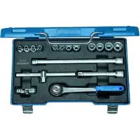 Gedore set chiavi a bussola 30 GMU-3 3/8 pollici 17 pezzi esagonali 6-19 mm acciaio vanadio valigetta acciaio