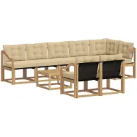 vidaXL Set da salotto da esterno , 9 pezzi, bianco e beige