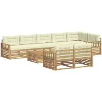 vidaXL Set da salotto da esterno , 9 pezzi, bianco e crema, in poliestere