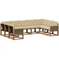 vidaXL Set da salotto da esterno , 9 pezzi, color naturale e beige