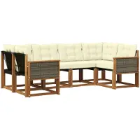 vidaXL Set da salotto da esterno , 6 pezzi, colore naturale e crema