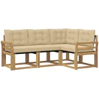 vidaXL Set di divani da esterno, 4 pezzi, bianco e beige