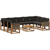 vidaXL Set di divani da esterno, 10 pezzi, colore naturale e nero