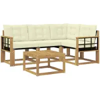 vidaXL Set da salotto da esterno , 5 pezzi, bianco e crema