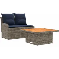 vidaXL Divano da giardino con braccioli e tavolino ribaltabile, 2 pezzi, rattan PE