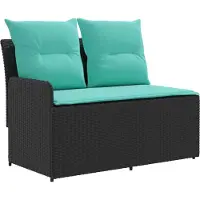 vidaXL Divano da giardino con braccioli e tavolino ribaltabile, 2 pezzi, nero e turchese
