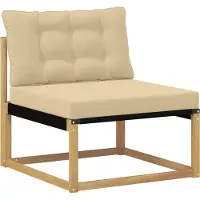 vidaXL Set da salotto da esterno , 6 pezzi, bianco e beige, in legno massello di acacia