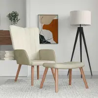 Prolenta Maison Exclusive - Poltrona relax con poggiapiedi in velluto bianco crema