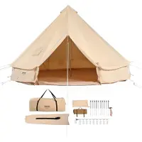 Zerbaco Tenda a campana in tela 3 m/9,8 piedi Tenda in tela 4 stagioni per il campeggio con attacco per il fornello