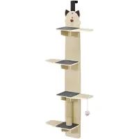 StarTech.com Tiragraffi da appendere alla porta - Tiragraffi con ripiani - 4 livelli - Verticale - Tronco da graffiare - Pallina - Ingombro ridotto - Colore legno