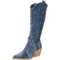 Salinyang Stivale da cowboy blu chiaro