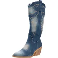 Salinyang Stivale da cowboy beige / blu scuro