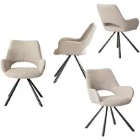 Meubles Cosy - Set di 4 sedie da pranzo in stile scandinavo con braccioli in tessuto beige - BETH
